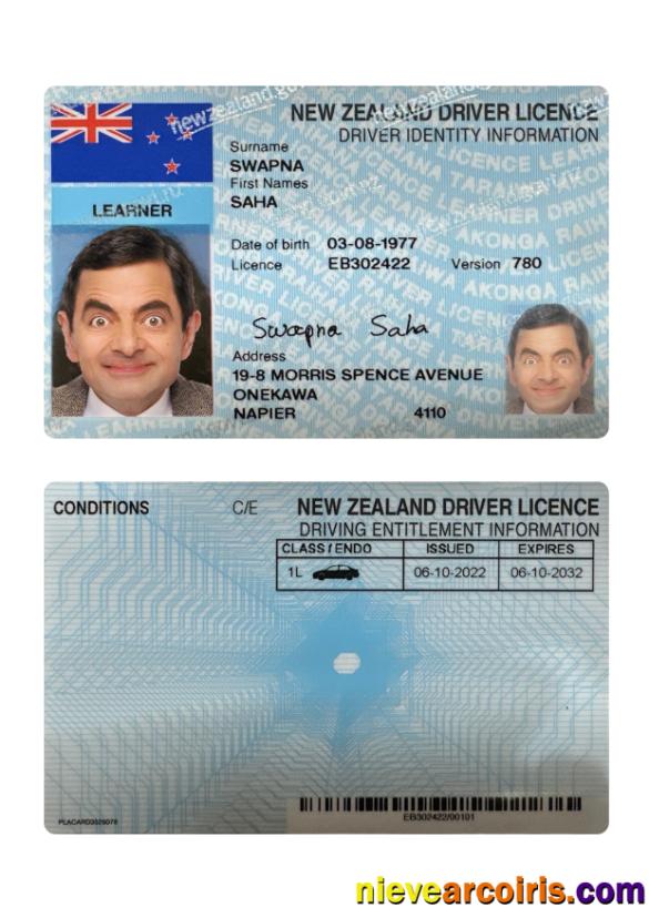 New Zealand driving license 2022-present